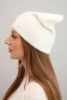 Classic women's alpaca hat with a decorative plate ecru