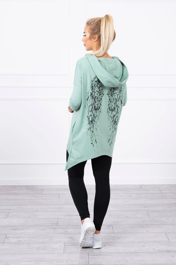 Sweatshirt with a print of wings dark mint