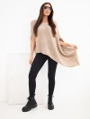Damenpullover Poncho mit Mohair asymmetrisch mit weitem Ausschnitt camelowy