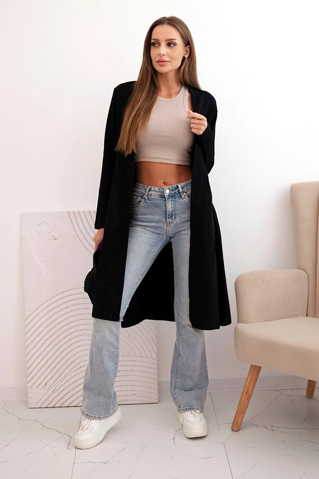 Narzutka damska bawełniana z długim rękawem czarna