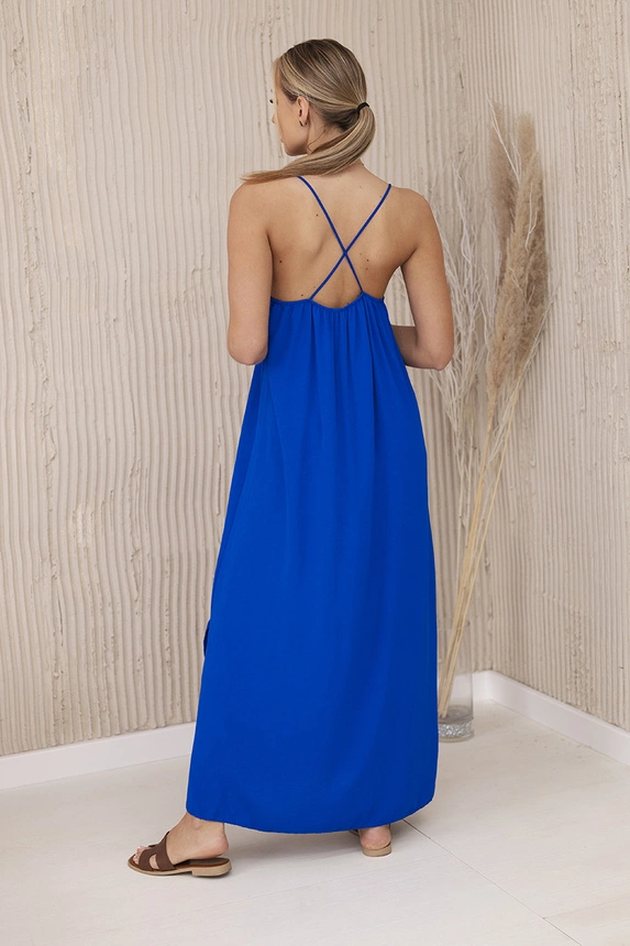 Langes trägerloses Kleid kornblumenblau