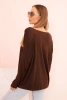 Women's viscose long-sleeve blouse with a gold floral print brown