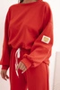 Ladies' set with a loose sweatshirt and pants with the word LOVE red
