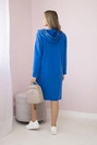 Kornblumenblaues Kleid mit Kapuze und Druck