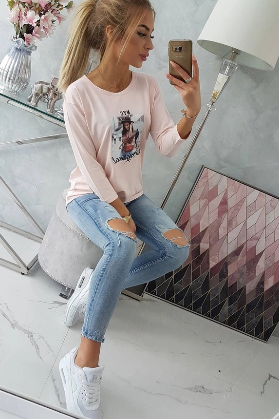 Bedruckte Bluse Original puderrosa