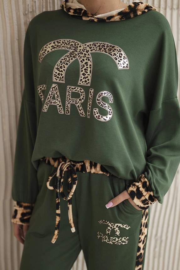 Paris set sweatshirt + pants khaki