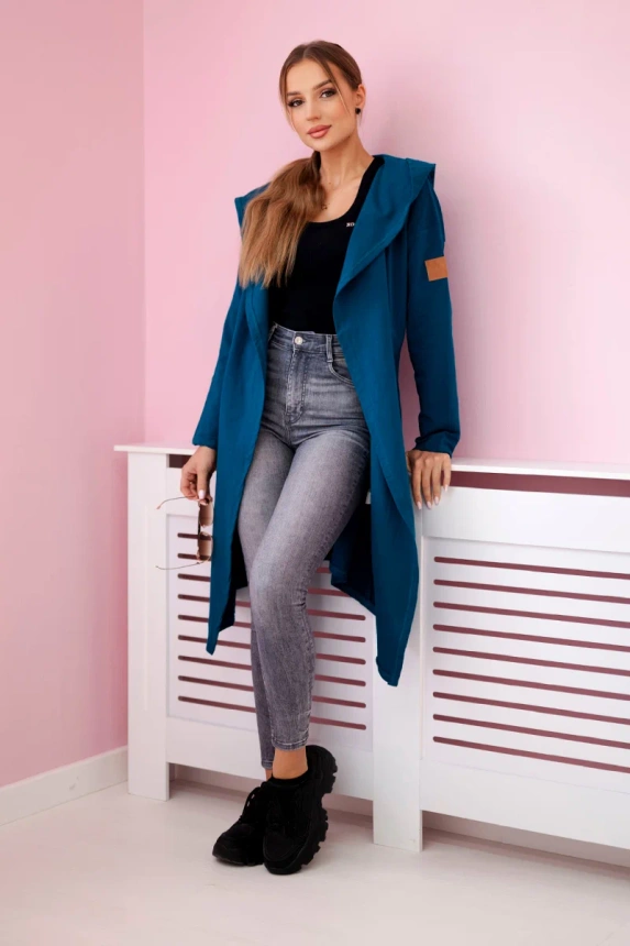 Long cardigan with hood maritime