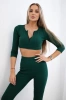 Rebrovaný crop top set tmavozelený