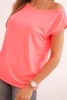 Damenbluse mit freiem Schulter rosa neon