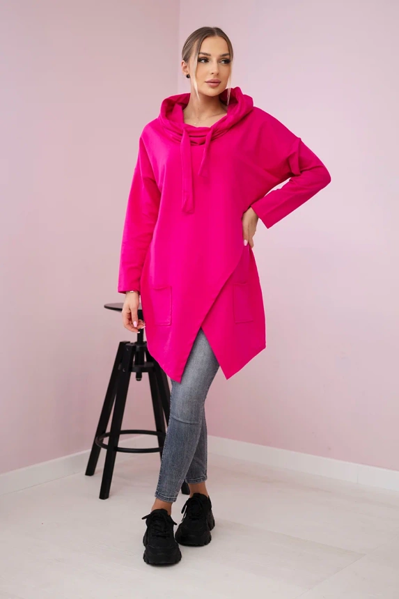 Oversize fuchsiová tunika s obálkovou přední částí