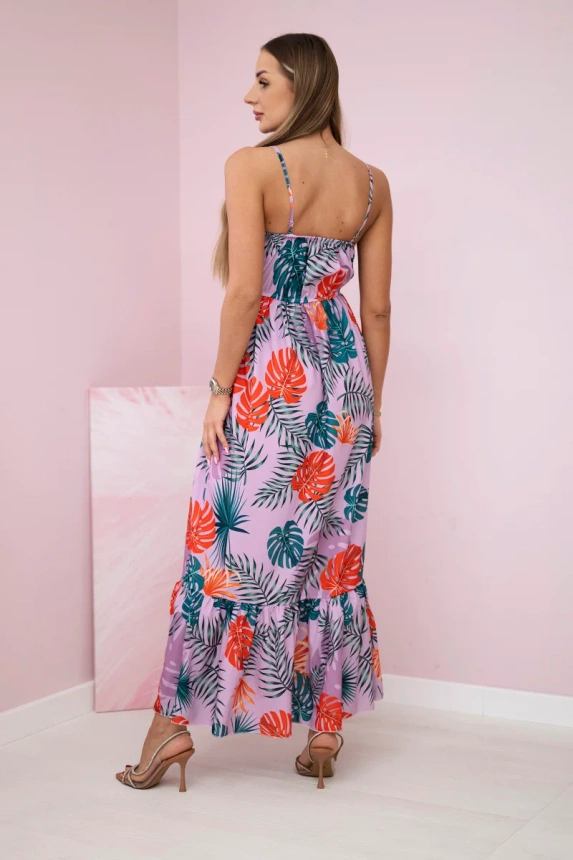 Dress with a leaf motif purple