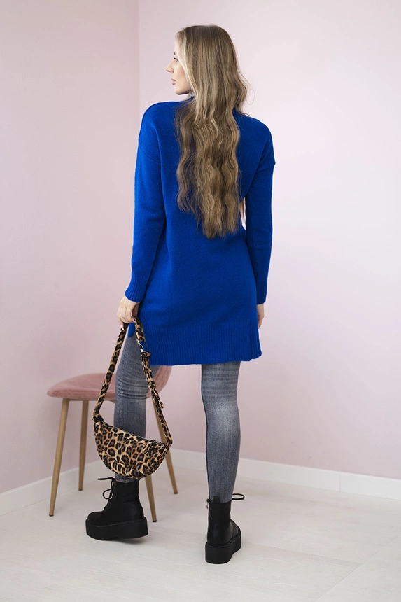 Sweater with stand-up collar mauve-blue