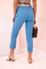 Women's viscose trousers with belt and rolled up leg denim