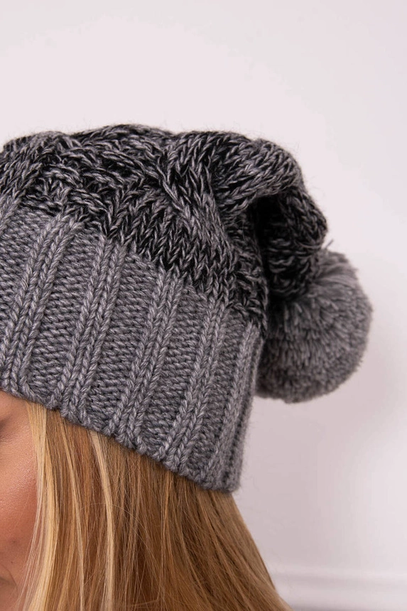 Čapica s fleece Paryż K213 tmavo šedá + čierna