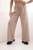 Women's cotton cargo pants with pockets and chain beige