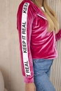 Velor sweatshirt with a hood fuchsia