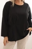 Damenbluse Plus Size aus Baumwolle mit Tasche und hochgerolltem Ärmel kiwi