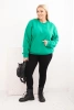 Women's looped Plus Size basic cotton sweatshirt with a round neckline light green
