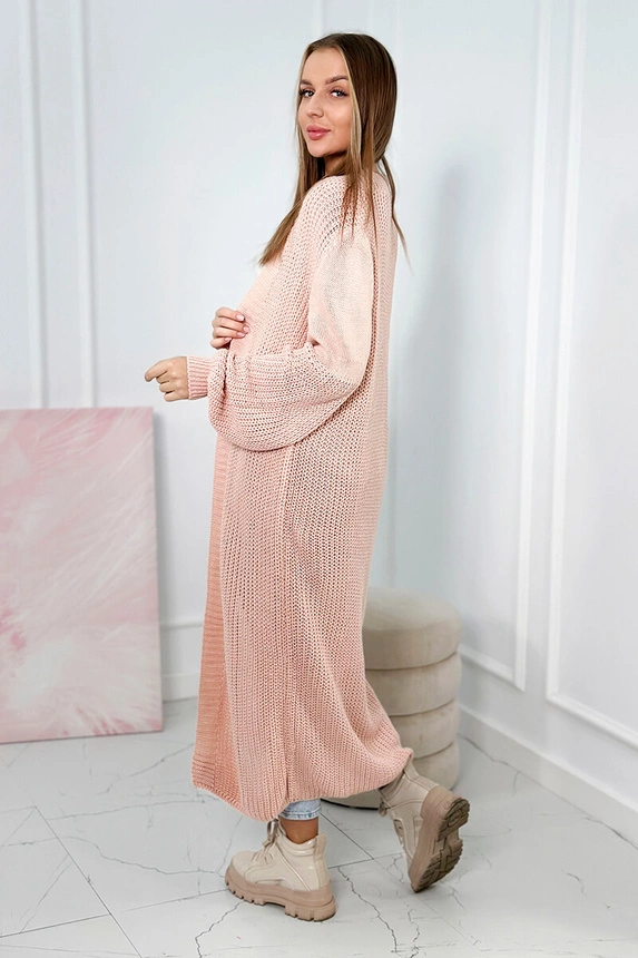 Sweater long cardigan light powdered pink