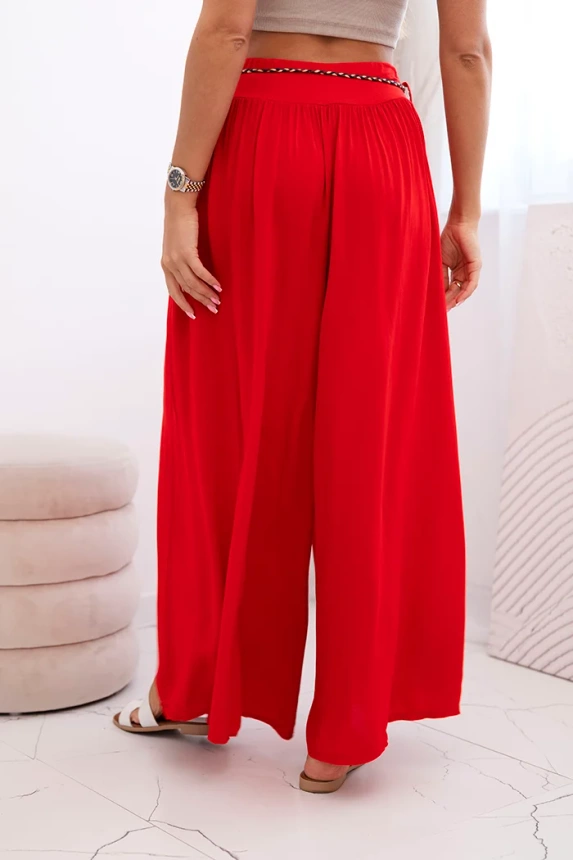 Damenhose aus Viskose mit weitem Bein rot