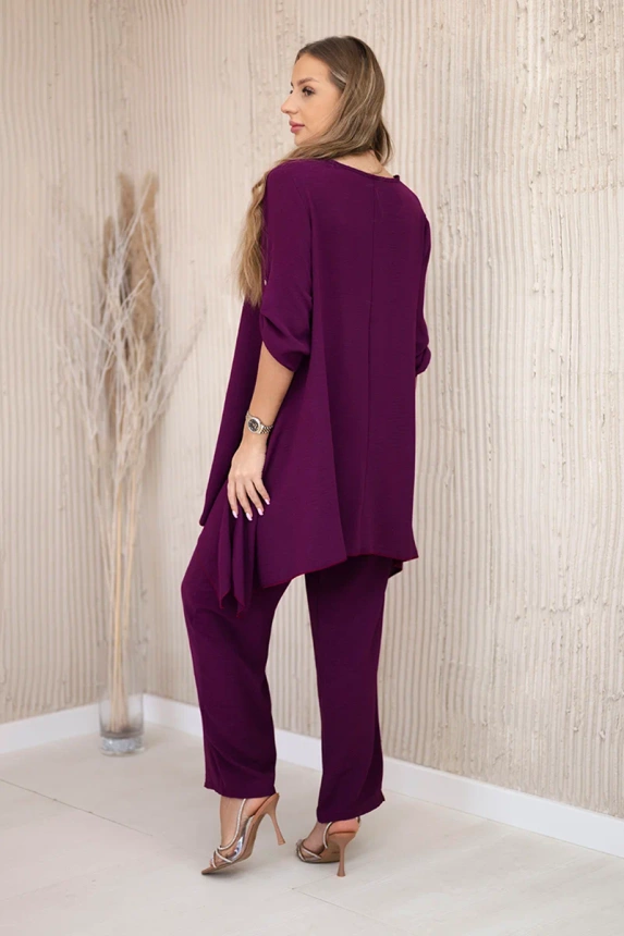 Set Bluse + Hose mit Anhänger dunkelviolett