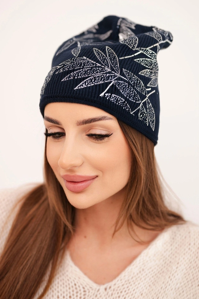 Women's winter wool hat with double rolled-up cuff K426 orange