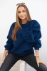 Insulated cotton sweatshirt with a large bow navy blue