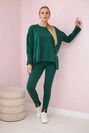 Súprava s oversize blúzkou zelená