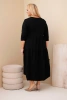 Plus Size women's cotton dress with frills and rolled-up sleeves black