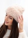A hat women's ribbed with viscose blend and patch beige