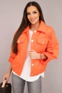 Women's spring quilted jacket with a floral pattern orange