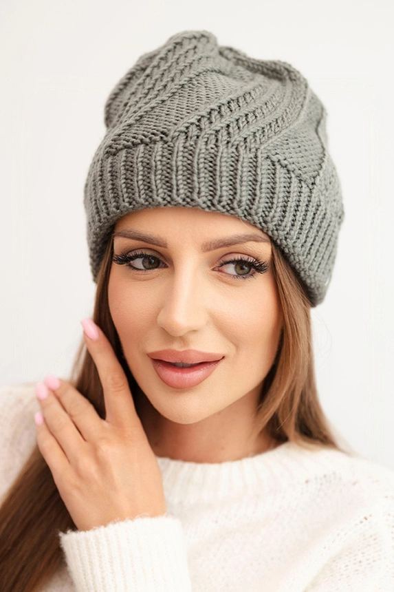 Women's winter hat made of wool K441 dark gray
