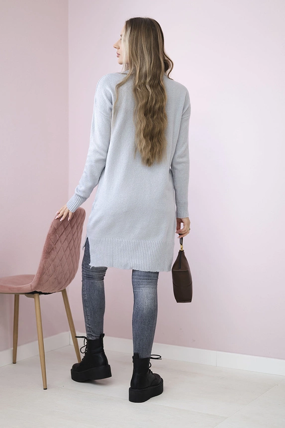 Sweater with stand-up collar light gray