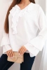 Women's viscose blouse with frills and long sleeves white