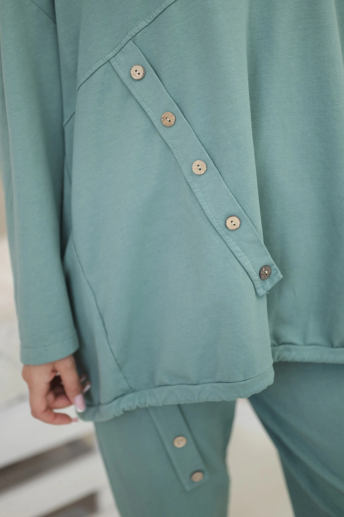 Oversize cotton set sweatshirt + pants dark mint