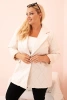 Dámska bunda Plus Size prešívaná s golierom a gombíkom svetlo béžová