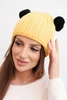 Women's winter wool hat with a pom-pom K433 yellow