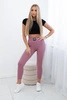 High waisted ribbed leggings dark pink