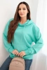 Women's looped cotton hoodie with a kangaroo pocket mint