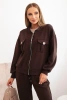 Damen-Set aus Viskose mit offener Jacke und Hose braun