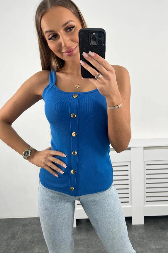 Blouse with straps mauve-blue