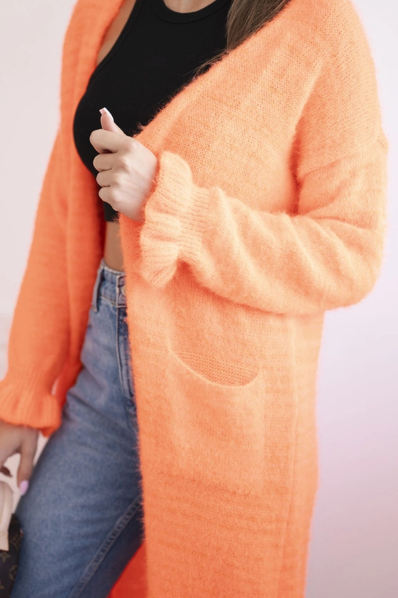 Damenstrickjacke aus Wolle mit bunten Streifen rosa