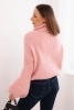 Damenpullover aus Mohair mit Puffärmeln und Rollkragen rosa puder