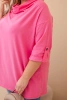 Women’s Plus Size loose-fit blouse with cotton and a V-neck light pink