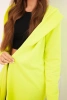 Women's cotton hoodie with an elongated front neon yellow