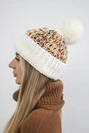 Cap with a pompom Ellen K325 ecru