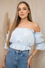 Off-the-shoulder blouse azure