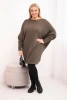 Ladies' Plus Size sweater with mohair poncho mocha