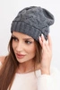 Women's winter wool hat with openwork pattern K427 graphite