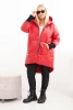 Women's winter quilted Plus Size jacket with a hood red